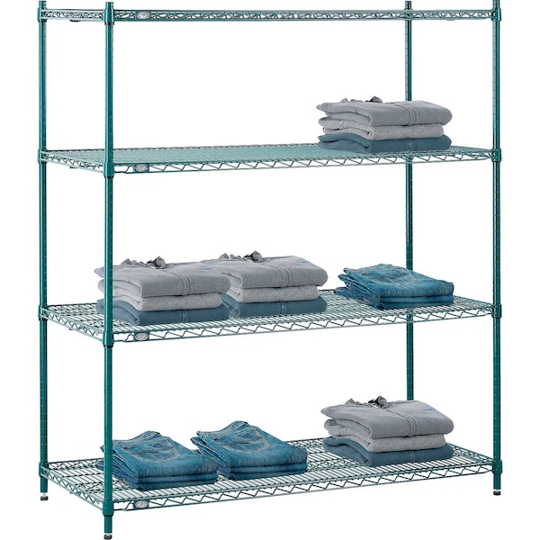 Nexel Poly-Green, 4 Tier, Wire Shelving Starter Unit, 54W x 24D x 54H 24545G - main